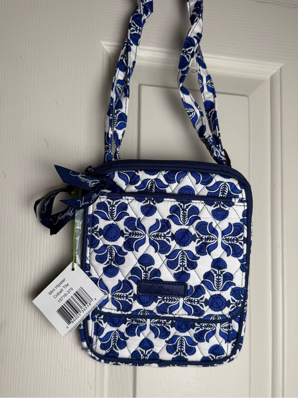 NWT Vera Bradley Cobalt Tile Mini Hipster Crossbody Purse Retired Pattern